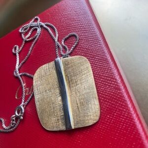 925 Sterling Silver Signed MRB two toned pendant necklace